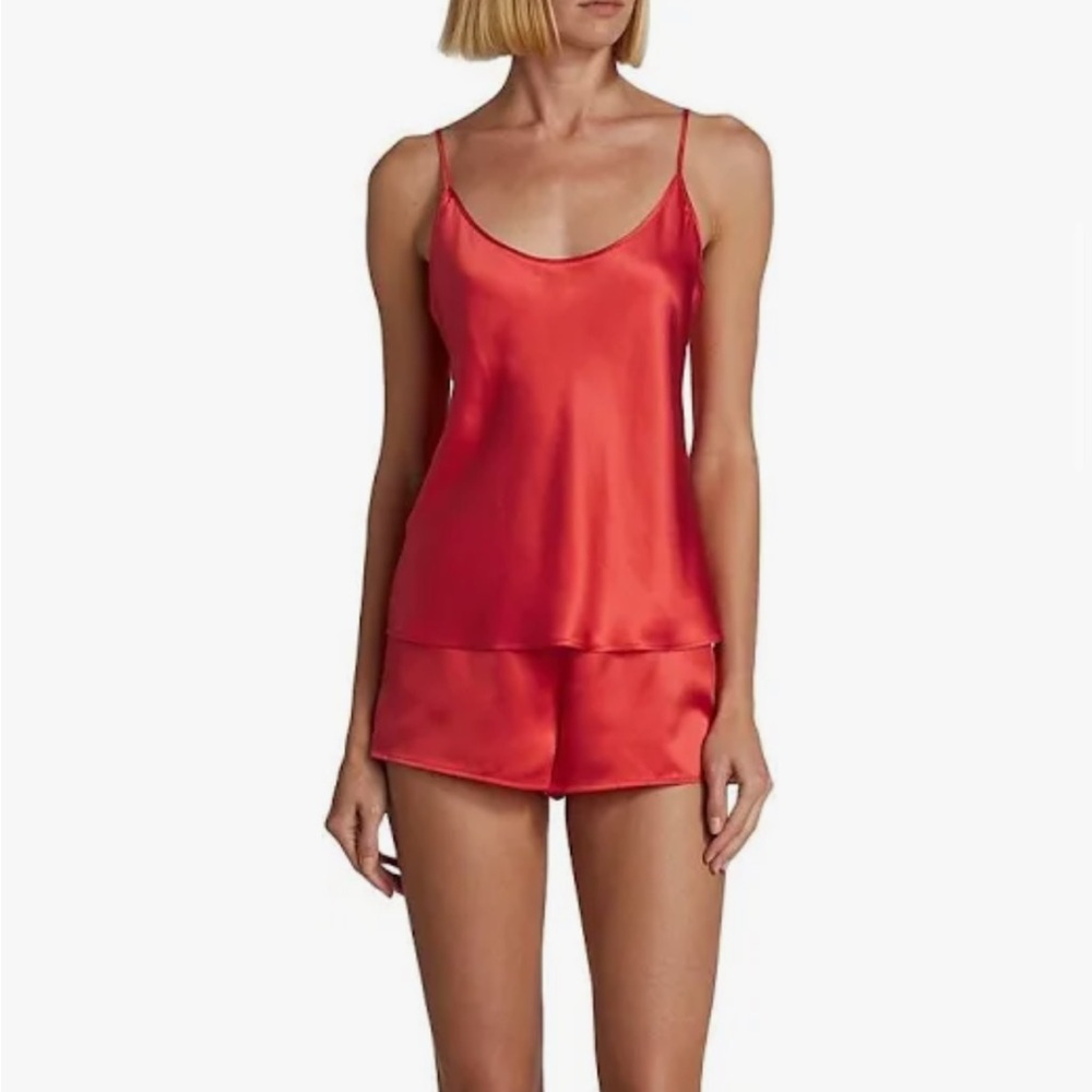 La Perla Red Sill Blend Pajama Sleepwear Set